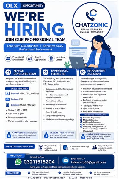Hiring Web Developers, HR Executive & Management Assistant | Chatzonic