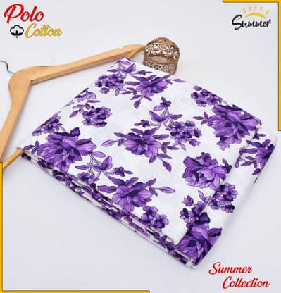 Women's Printed Unstitched Suit 2 Pcs - Purple Floral Summer