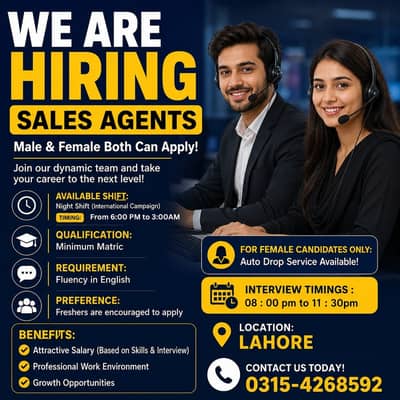 Call Center Jobs / CSR / USA (Night Shift) / Male & Female Jobs