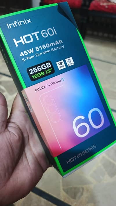 Infinix hot 60i, 256gb, few days used, only call 03199354468