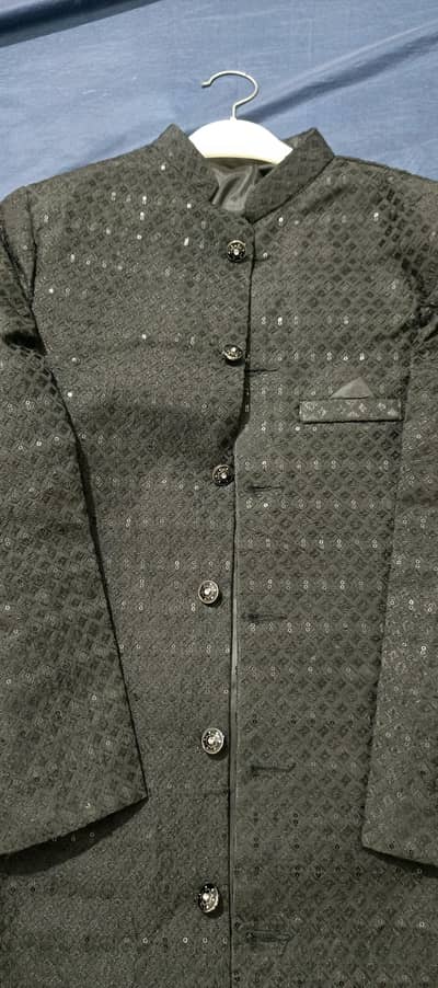 Black sherwani with kulla without pajama