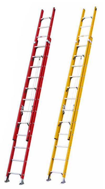 22 foot fiberglass extendable ladder-yellow