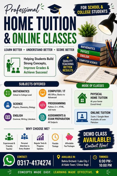 Home Tuition Available | Online Classes | Affordable Fee
