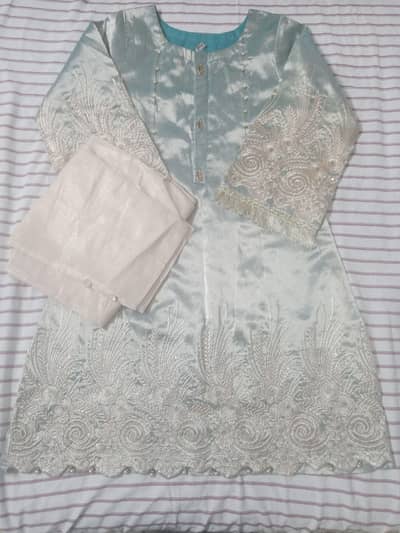 Elegant Ice Blue Embroidered Fancy Suit – Brand New