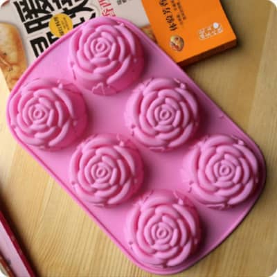 6 Cavity Rose Flower Silicone Mold – DIY Candle, Soap, Chocolate,