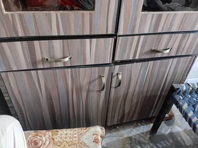 2-Door Lamination Cabinet with Glass Showcase (Condition 7 /10)