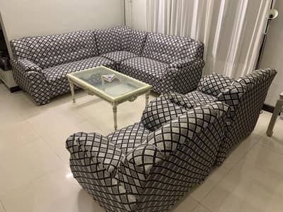 L shaped sofa set with 1+1 seater without table. . . excellent condition