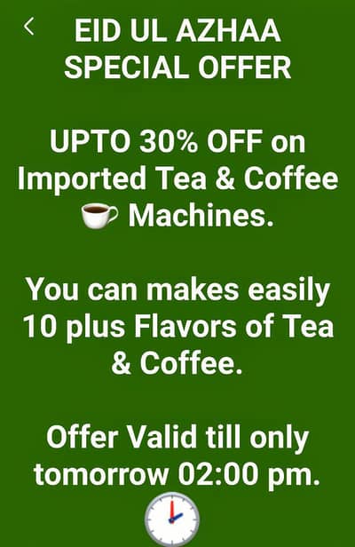 Special Eid Offer upto  30% Off  on imported Coffee Machines