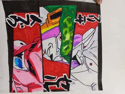 Handmade art of z villains drawn with markers