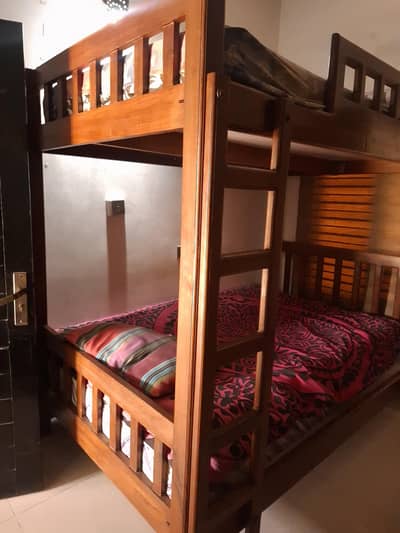 strong wooden bunk bed