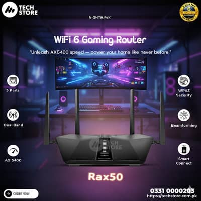 Netgear Nighthawk RAX50 – AX6 6-Stream AX5400 WiFi 6 Router
