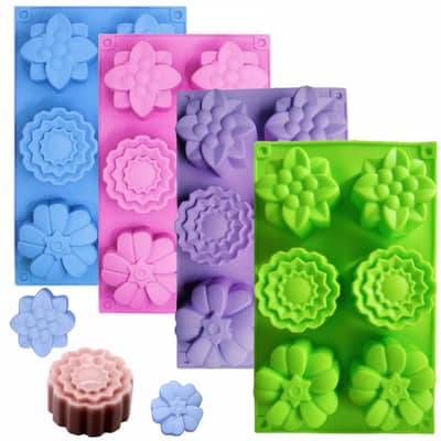 6 Cavity Flower Shape Silicone Mold for Soap, Chocolate, Jelly, Candle