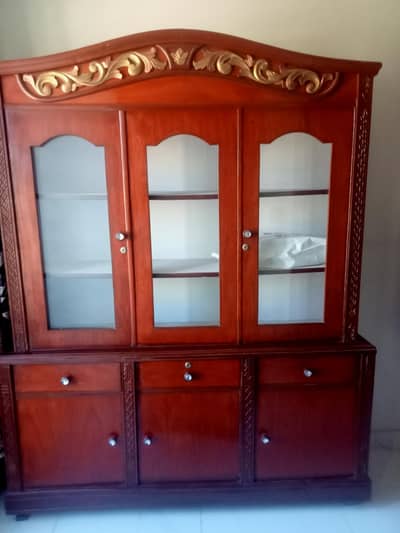 wood crockery showcase
