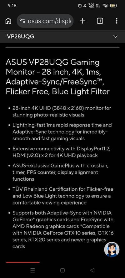 Asus 4k monitor for sale VP28U