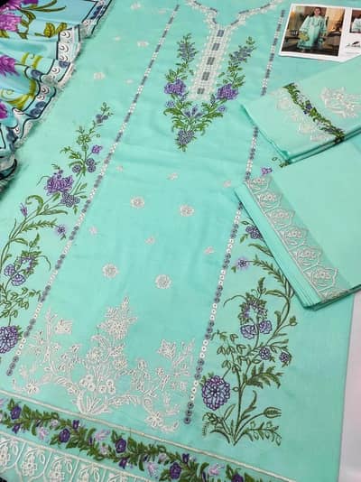 Pakistani Women's Light Blue Embroidered Kurta Set