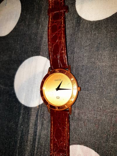 18k Gold-Plated Vintage Gucci 3000M Quartz Mens' Watch