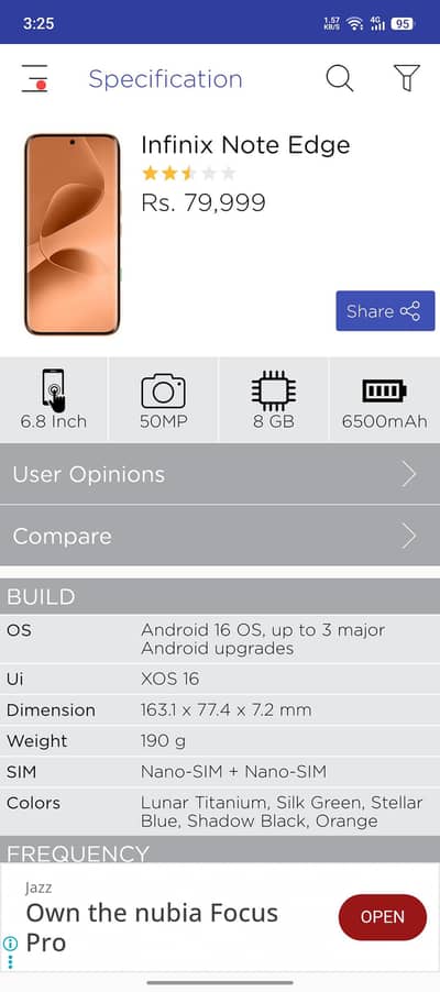 INFINIX NOTE EDGE BLUE COLOR