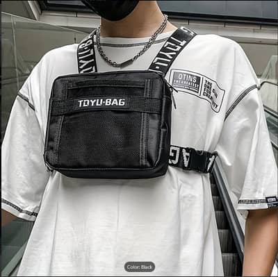 Korean Style Zipper Front Vest Street Casuall Chest Bag Travel Hiking