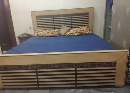 Full Wooden Bed Set + Mattress & Side Tables