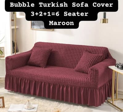 Maroon bubble Turkish sofa cover 6-seater jersey dust proof