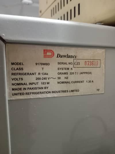 Dawlance fridge model WBD9170 FOR SALE