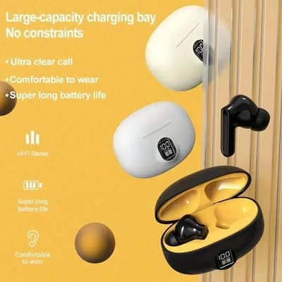 crystal clear wireless earbuds with noise cancelation & 24 HR Case