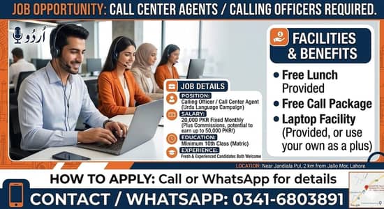 Urdu Call Center Agents Required – Fresh & Experienced (Male/Female)