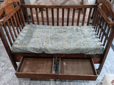 Baby Cot Wooden at cheap price | urgent sale | good quality Mattress