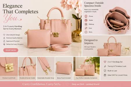  Premium Cute Pink Purse Set | Trendy Girls Handbag