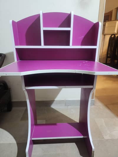 Wooden Study Table & Printed Chair Set for Sale (Good Condition)