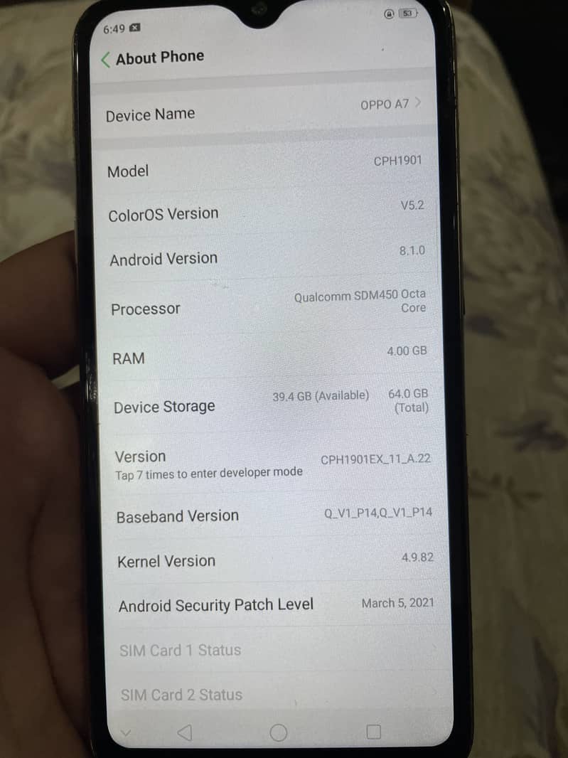 Oppo A7 0