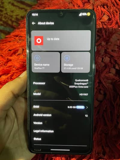OnePlus 7t 8/128 bilkul fresh h