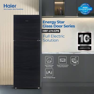 Brand New - Hier 10 Cubic Black Refrigerator  (Model: HRF-276)