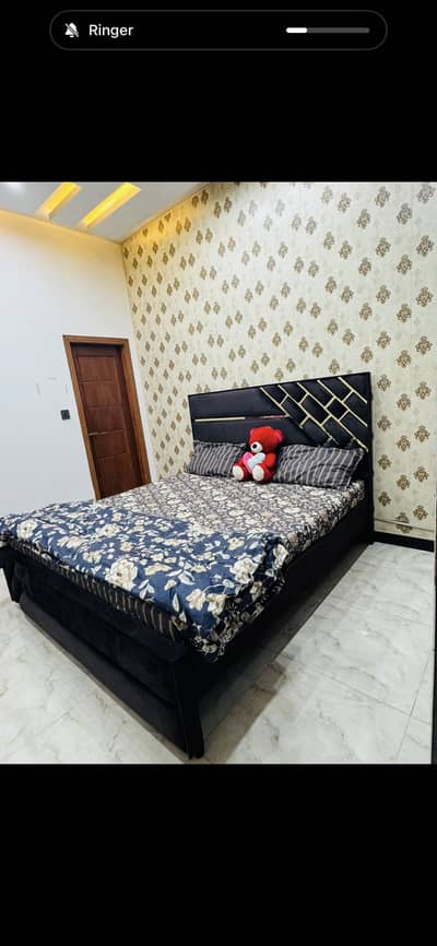 Velvet dark brown bed.