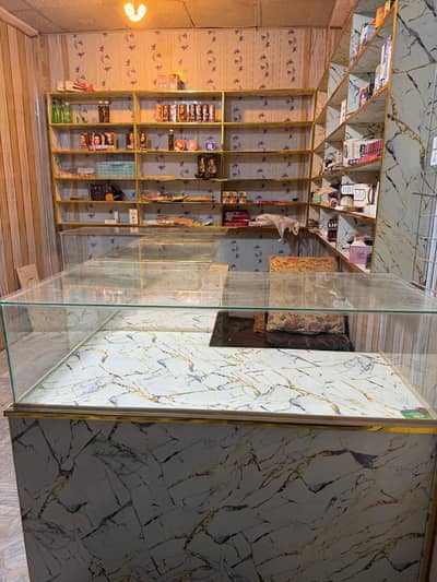Cosmetics shop counter and cabinets