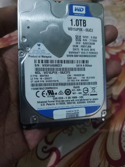1TB wd blue 2.5 laptop hdd 100 health with games