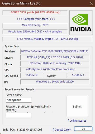 GTX 1660 Super 6GB DDR6