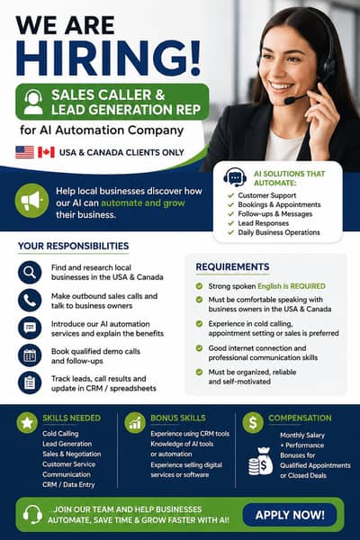 Sales Caller / Lead Generation Rep for AI Automation Company