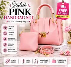Premium Cute Pink Purse Set | Trendy Girls Handbag with Free Dilivery
