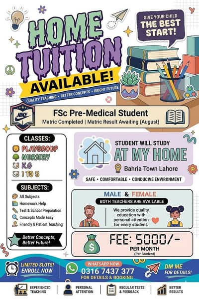 Home Tuition Available