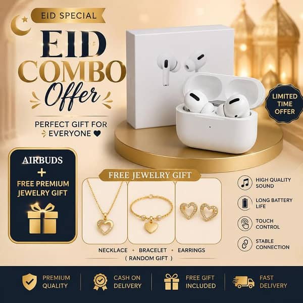 AirPods Pro Wireless Earbuds with Bluetooth and Enhanced Bass, Extra Earbud Included free gift