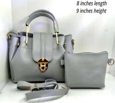 Gray PU Leather crossbody Bag+mini pouch set free
