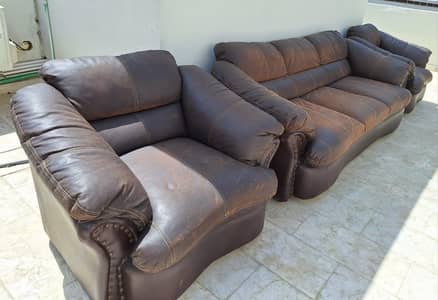 Leather Sofa Set with Covers