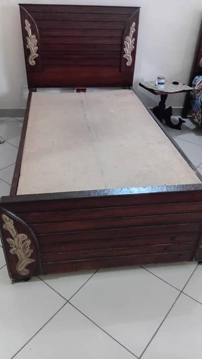 2 Wooden Single Bed