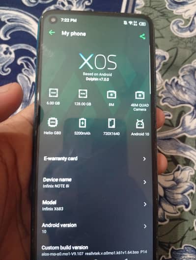 6/128 Infinix not 8i 10/8 condition