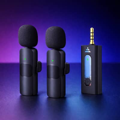 "K35 Wireless Dual Collar Mic | 2 Mic + Receiver | 20M Range