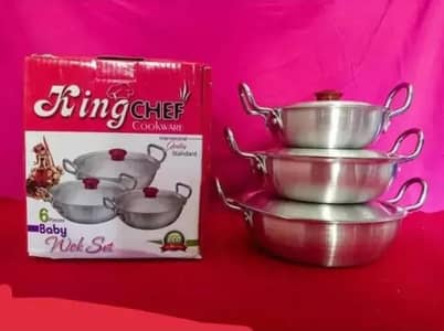 3 piece wok set silver non reactive with (FREE DELIVERY)