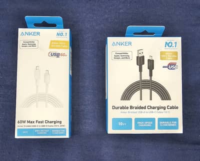 Anker 322 Braided USB-C to USB-C/USB-A cable ( 10 Feet , 60W )