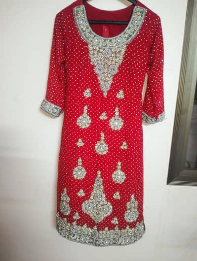 Bridal barat dress Red heavy embroidery- urgent sale