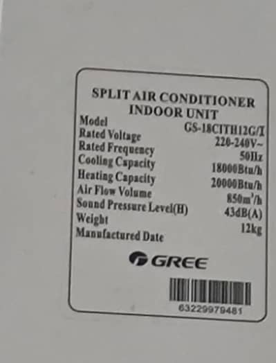 Gree DC inverter 1.5 ton (18 BTU)